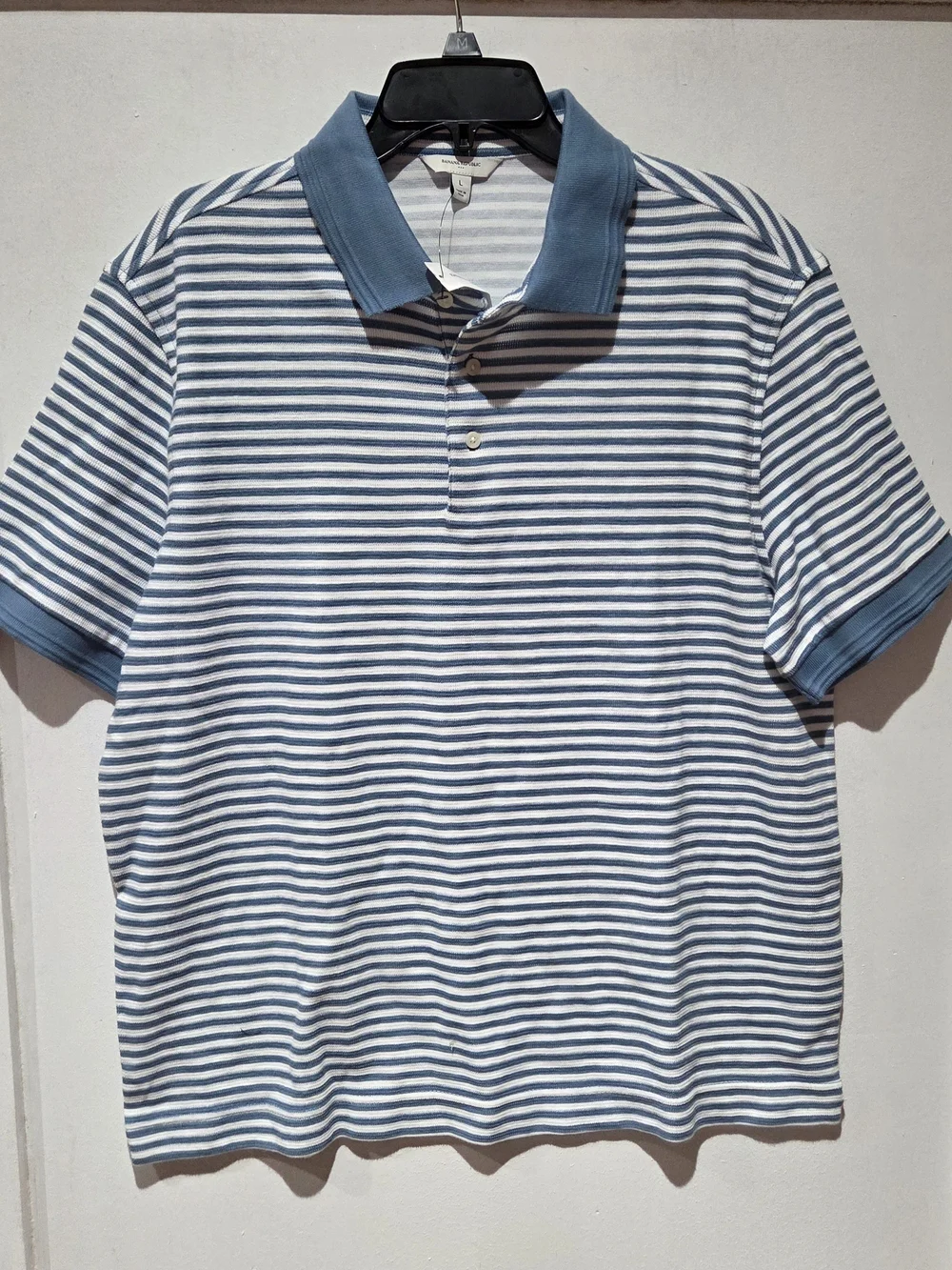 Banana Republic Blue and White Striped Polo